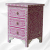 Bone Inlay Floral 3 Drawers Bedside Pink 2