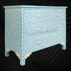 Bone Inlay Chest of Drawers Inverse Hexagon Aqua Blue 2