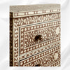 Bone Inlay 3 Drawer Chest Floral Design Brown 2