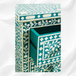 Bone Inlay Floral 3 Drawer Chest Teal Green 4