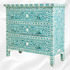 Bone Inlay Floral 3 Drawer Chest Teal Green 2