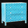 Bone Inlay Chest of 3 Drawer Honeycomb Blue 2