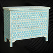 Bone Inlay Three Drawer Dresser Honeycomb Turquoise 2