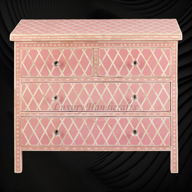 Bone Inlay Chest of Four Drawer Diamond Pink 1