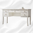Bone Inlay Curved 5 Drawer Floral Desk White 2