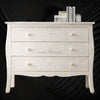 Bone Inlay Curved 3 Drawer Floral Dresser White with Topper 8