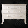 Bone Inlay Curved 3 Drawer Floral Dresser White with Topper 7