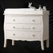Bone Inlay Curved 3 Drawer Floral Dresser White with Topper 2