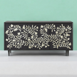 Bone Flower Media Console Black Finish