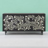 Bone Flower Media Console Black Finish