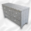 Bone Inlay Chevron Design 7 Drawer Chest Black 2