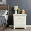 Bone Inlay Floral 3 Drawer Bedside White