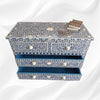 Bone Inlay Floral Chest Of 4 Drawer Blue 2