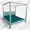 Bone Inlay Four Poster Bed Teal Green 2