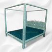 Bone Inlay Four Poster Bed Teal Green 4