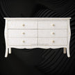 Bone Inlay Curved 6 Drawer Floral Dresser White with Topper 5