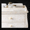 Bone Inlay Curved 6 Drawer Floral Dresser White with Topper 3