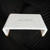Cube Optical Waterfall Bone Inlay Coffee Table White Brass Base 2