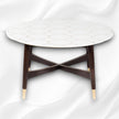 Honeycomb Brass Inlay White Marble Coffee Table 1