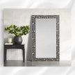 Kyra Bone Inlay Flower Floor Mirror Black