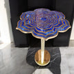 Lapis Lazuli Flower Accent Table In Brass