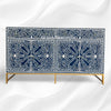 MOP Inlay Scroll Vine Buffet Navy Blue 5