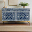 MOP Inlay Scroll Vine Buffet Navy Blue