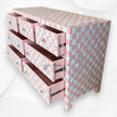 Mother of Pearl Inlay 7 Drawer Checkerboard Dresser Pink 3