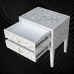 Mother Of Pearl Inlay Bedside 2 Drawer Lotus Design White 4