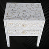 Mother Of Pearl Inlay Bedside 2 Drawer Lotus Design White 2
