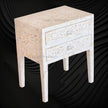 MOP Inlay Floral 2 Drawer Bedside Long Leg White 2
