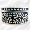 Round Bone Inlay Floral Box Black 1