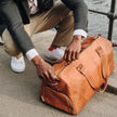 Reign Vintage Leather Duffel Bag with Shoe Compartment Brown 6