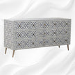 Bone Inlay Moroccan 9 Drawer Chest Grey 2