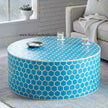 Bone Inlaid Round Coffee Table Honeycomb Turquoise 2