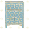 Bone Inlay 1 Drawer 2 Door Bedside Honeycomb Design Sky Blue 1