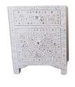Mother Of Pearl Floral Inlay Large Drawer Bedside White 1