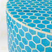 Bone Inlaid Round Coffee Table Honeycomb Turquoise 5