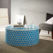 Bone Inlaid Round Coffee Table Honeycomb Turquoise 1