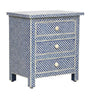 Bone Inlay Fishscale 3 Drawer Bedside Blue 2