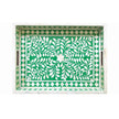 Green Bone Inlaid Rectangular Tray Floral Design 1