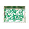 Green Bone Inlaid Rectangular Tray Floral Design 1
