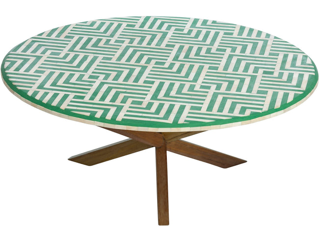Bone Inlay Oak Coffee Table V Design 1