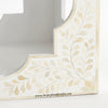 Bone Inlaid Quatrefoil Side Table Floral Design White 3