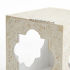 Bone Inlaid Quatrefoil Side Table Floral Design White 2
