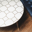 Honeycomb Brass Inlay White Marble Coffee Table 4