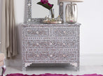 Mother Of Pearl Inlay Floral Chest Of Four Drawers Grey 3