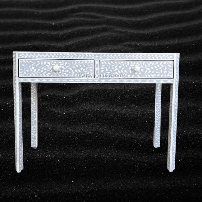 FUSION Floral Bone Inlay Console Grey Ready to Ship 1