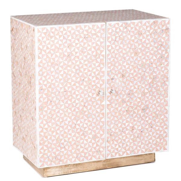 Triangle Mother Of Pearl Inlay Cabinet - Nude Pink 1