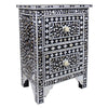 Mother Of Pearl Inlay Floral 2 Drawer Bedside Black 2